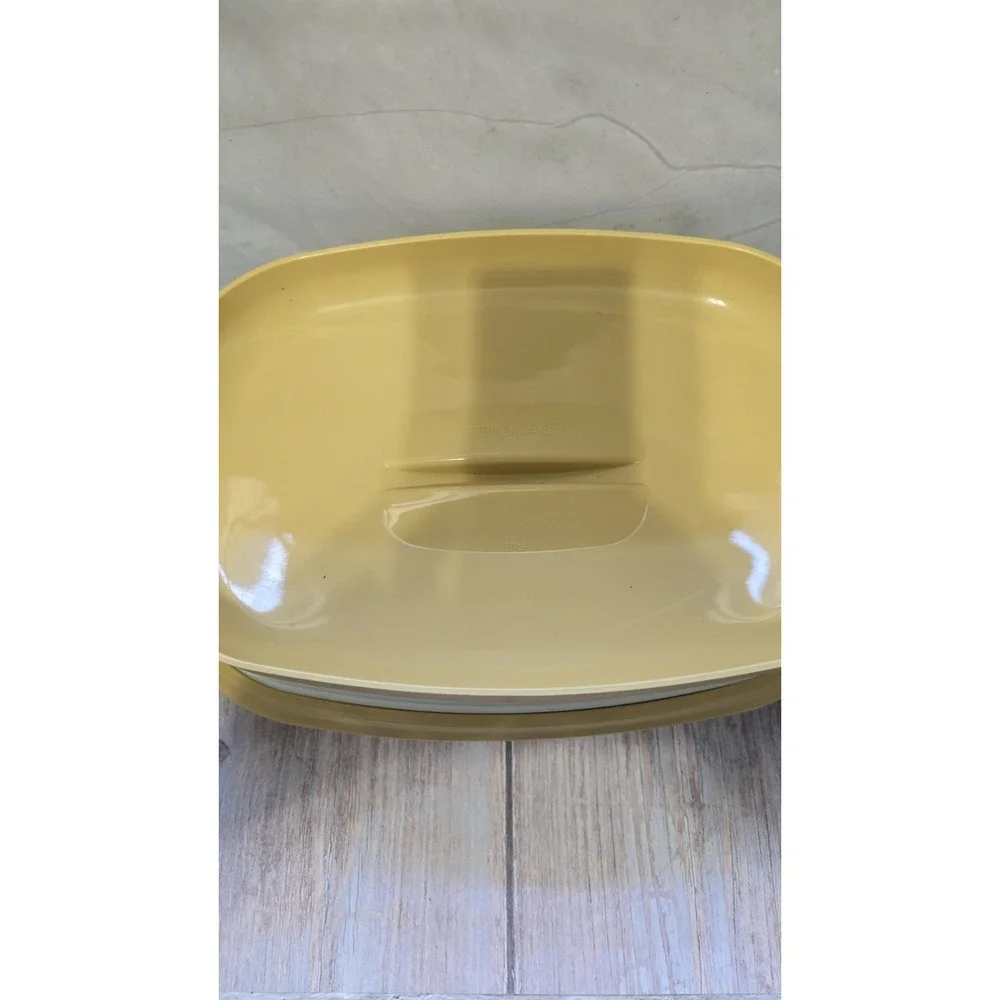 Vintage Tupperware Microwave Three Piece Steamer Harvest Gold